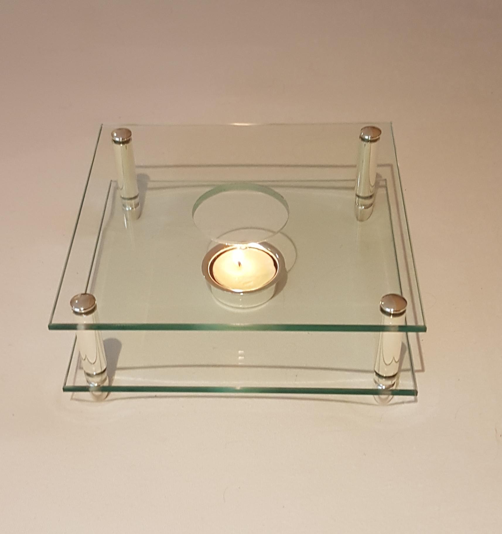 Stövchen Glas edelversilbert